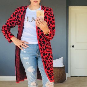 Red Riding Leopard Cardigan